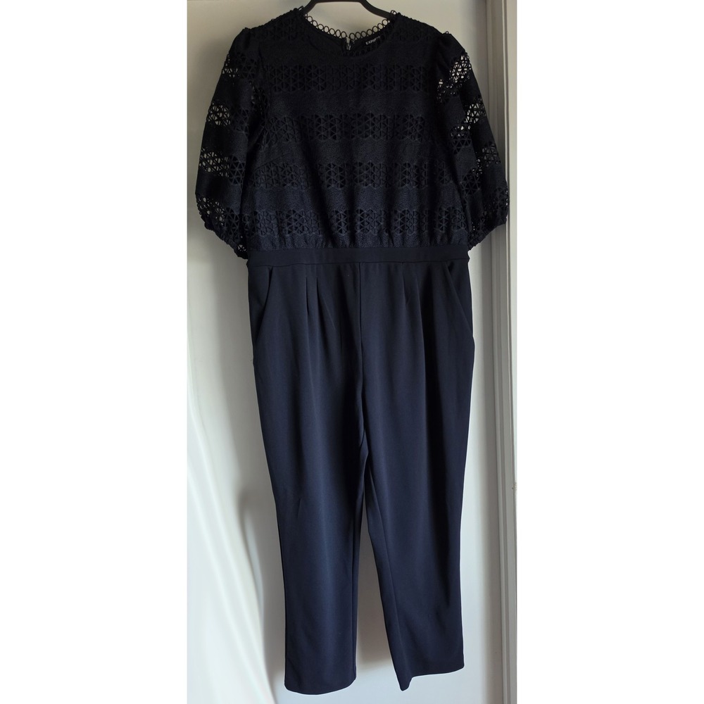 Express Jumpsuit XL Black Short Sleeve Round Neck Romper Playsuit One-Piece